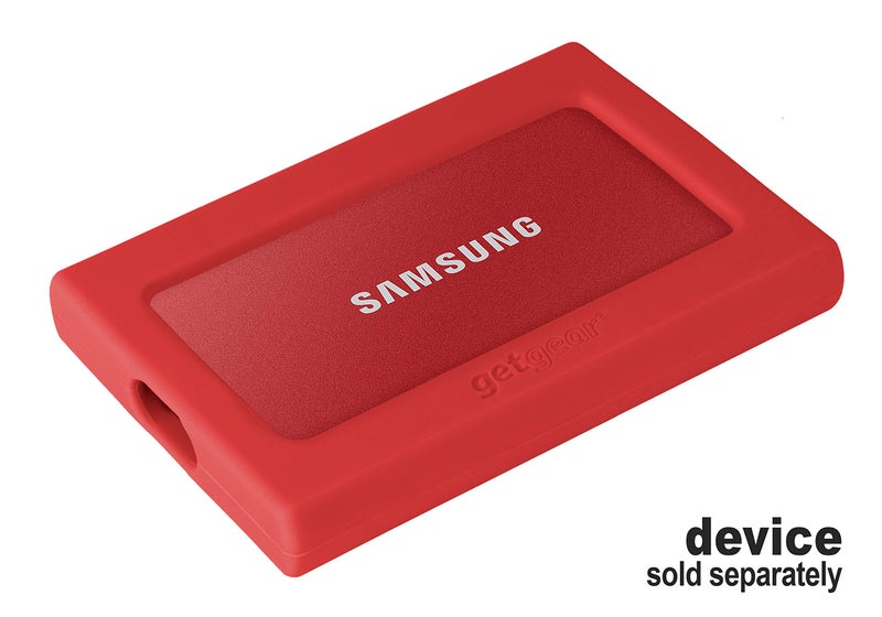 getgear Silicone Bumper for Samsung T7, T7 Touch Portable SSD - 1TB, 2TB, 500GB, USB 3.2, Strong-Shock Absorbing, Slip-Resistant-Red - Image 2